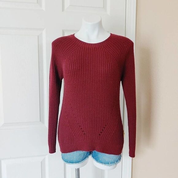 Sienna Sky ribbed burgundy pullover sweater sz M - Picture 1 of 8